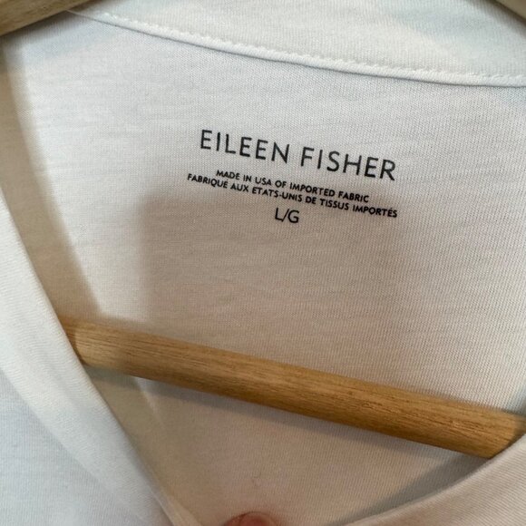 EILEEN FISHER mandarin collar jersey top in white size L - Picture 5 of 8